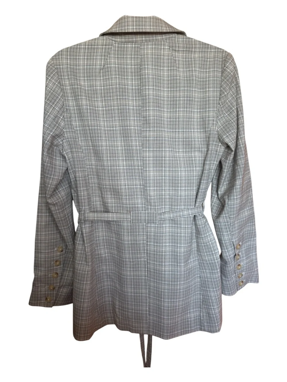 Free People Olivia Light Gray Plaid Double-Breasted Blazer | Relaxed Menswear